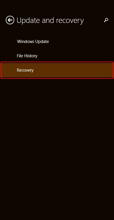 pc settings update recovery recovery highlight